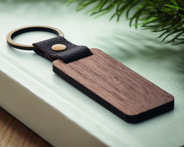 Logotrade promotional gift image of: Key ring in walnut and PU Kokkola