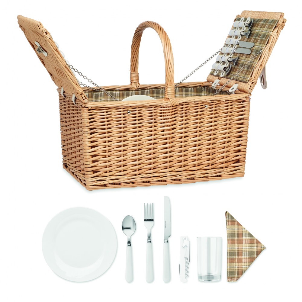 Logo trade promotional product photo of: Wicker picnic basket 4 people
