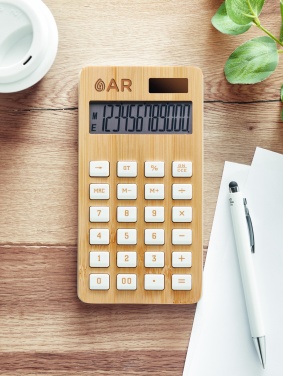 Logo trade promotional products image of: 12 digit bamboo calculator