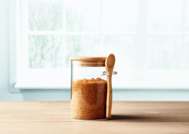 Logo trade promotional merchandise image of: Glass jar with spoon 600 ml