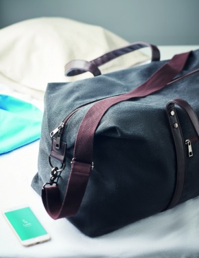 Logo trade promotional giveaways picture of: Weekend bag in canvas 450gr/m²