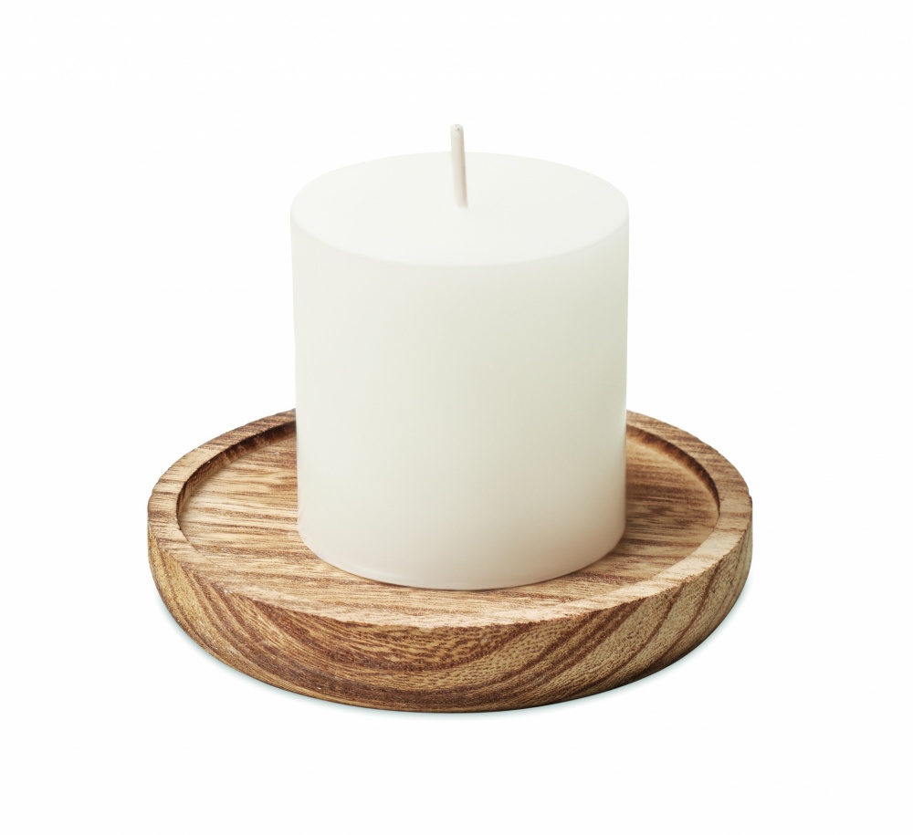 Logo trade promotional giveaways picture of: Candle on round wooden base