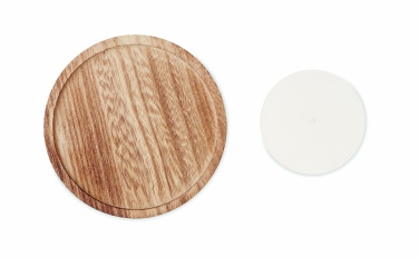 Logo trade business gifts image of: Candle on round wooden base