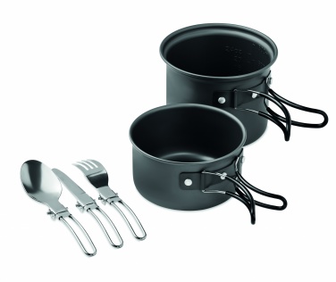 Logo trade advertising products image of: 2 camping pots with cutlery