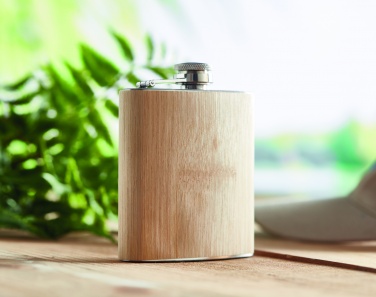 Logo trade advertising products picture of: Bamboo slim hip flask 170ml
