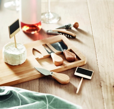 Logo trade advertising products picture of: Bamboo Cheese board set Leipzig
