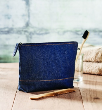 Logotrade promotional gift picture of: Recycled denim cosmetic pouch