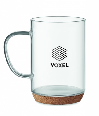 Logo trade promotional merchandise picture of: Glass mug 400ml with cork base