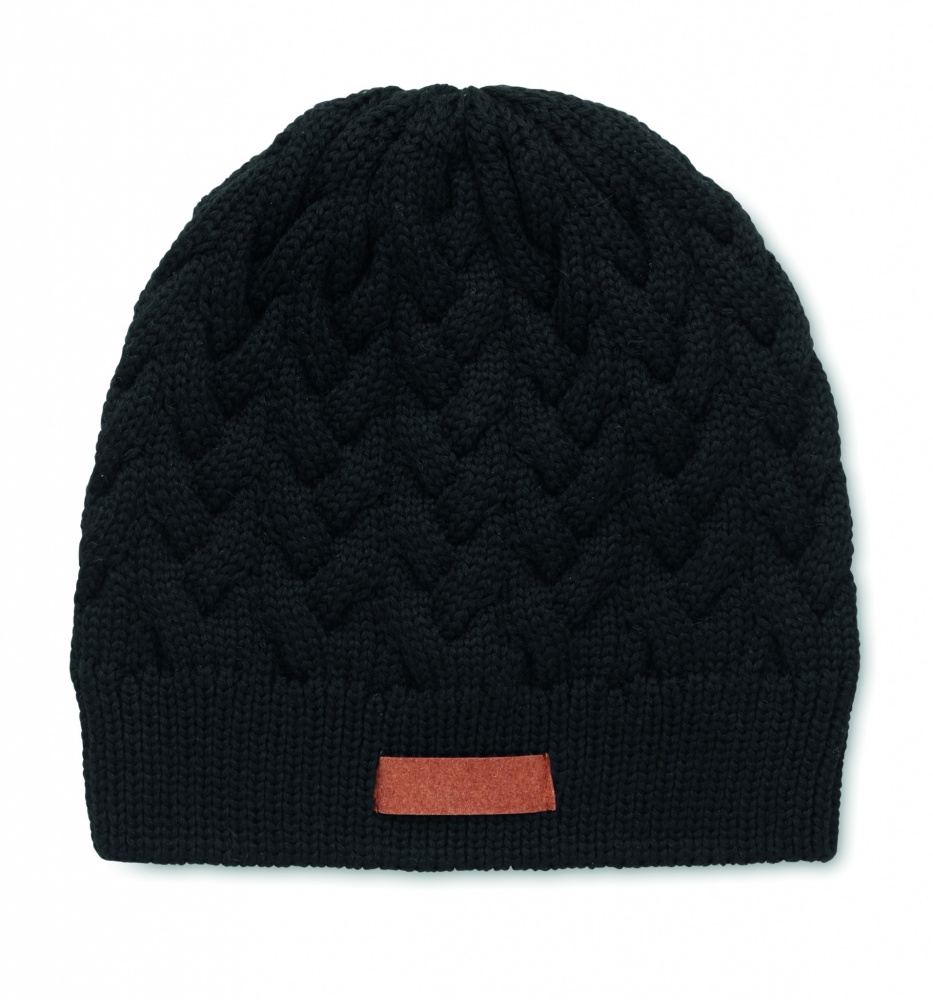 Logotrade promotional giveaway image of: Cable knit beanie in RPET