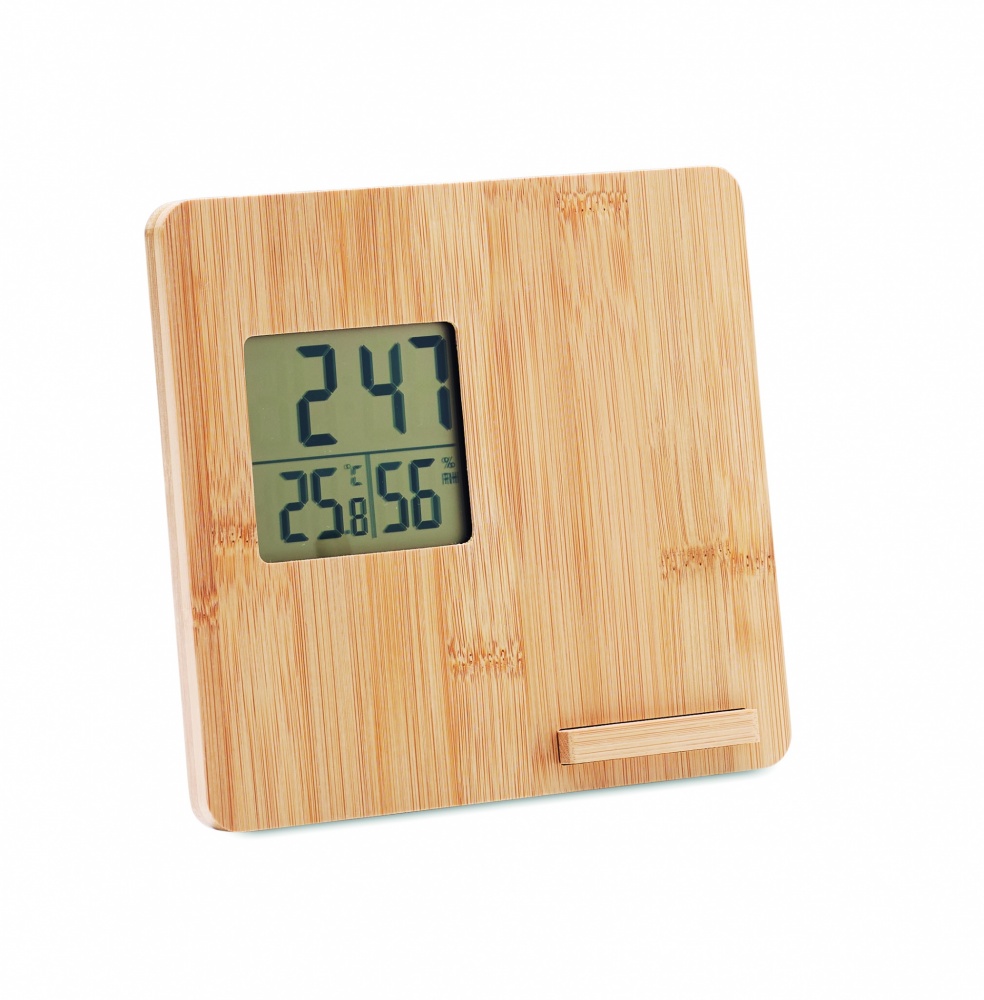 Logo trade advertising product photo of: Bamboo weather station 10W