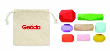Logo trade promotional giveaway photo of: 8 stacking wood rocks in pouch