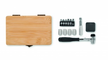 Logo trade promotional item photo of: 13 piece tool set, bamboo case