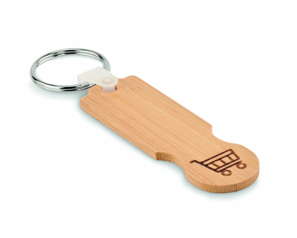 Logotrade promotional gifts photo of: Bamboo euro token key ring Rauma