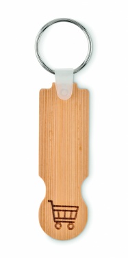 Logotrade promotional giveaway image of: Bamboo euro token key ring Rauma