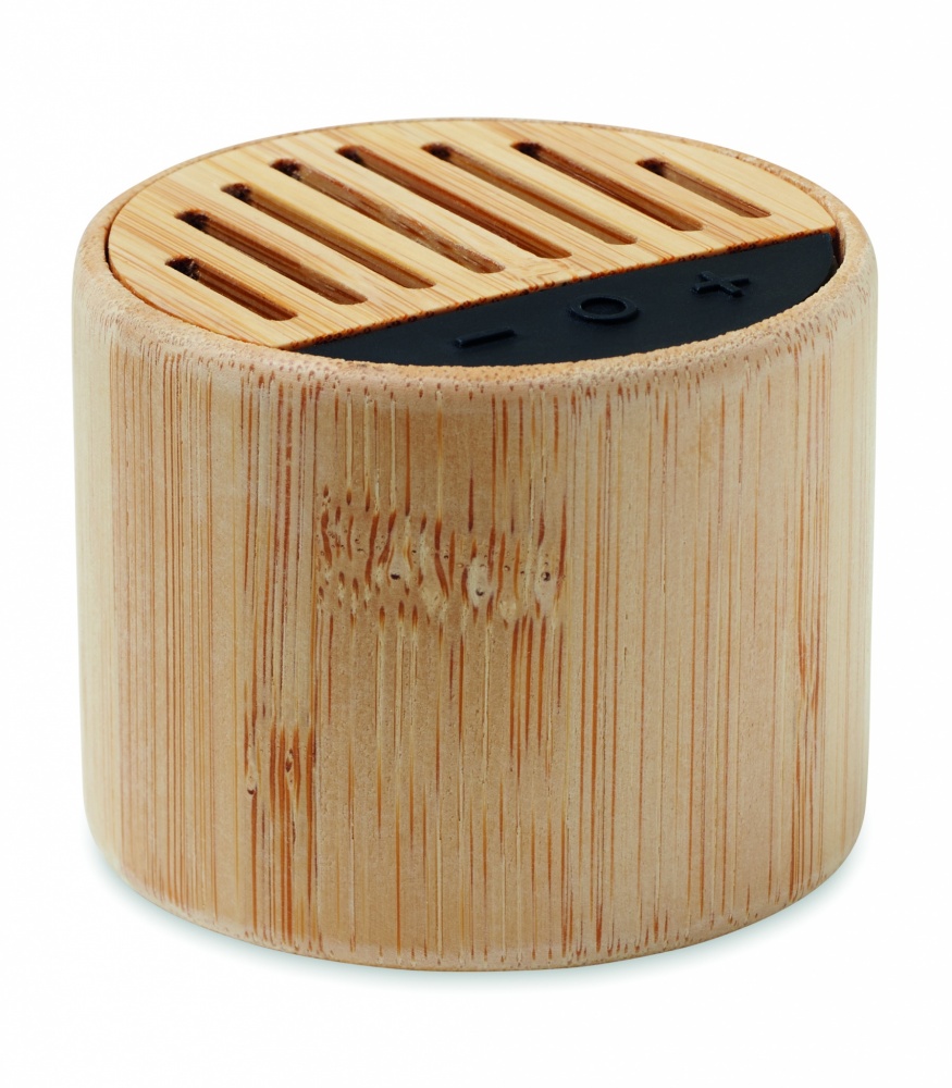 Logotrade promotional products photo of: Round bamboo wireless speaker