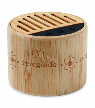 Logotrade corporate gift image of: Round bamboo wireless speaker