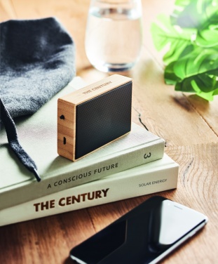 Logo trade promotional giveaways picture of: Solar bamboo wireless speaker