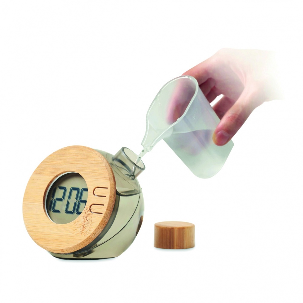 Logotrade promotional giveaway image of: Water powered bamboo LCD clock