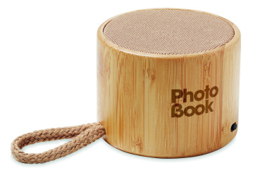 Logotrade promotional gift picture of: Round bamboo wireless speaker