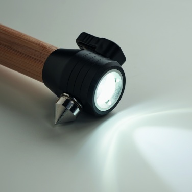 Logotrade promotional products photo of: 3-in-1 bamboo flashlight with an emergency hammer and seatbelt cutter