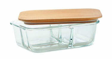 Logo trade advertising products image of: Glass lunch box with bamboo lid