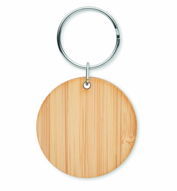 Logotrade promotional product image of: Round bamboo key ring Pieksämäki