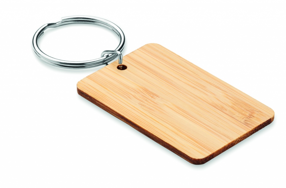 Logo trade promotional gifts picture of: Rectangular bamboo key ring Riihimäki