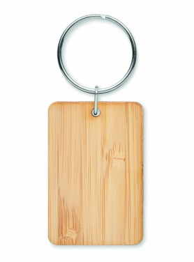 Logotrade promotional giveaway image of: Rectangular bamboo key ring Riihimäki