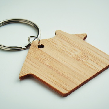 Logotrade business gift image of: House shaped bamboo key ring Järvenpää
