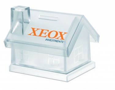 Logo trade promotional merchandise image of: Plastic house coin bank