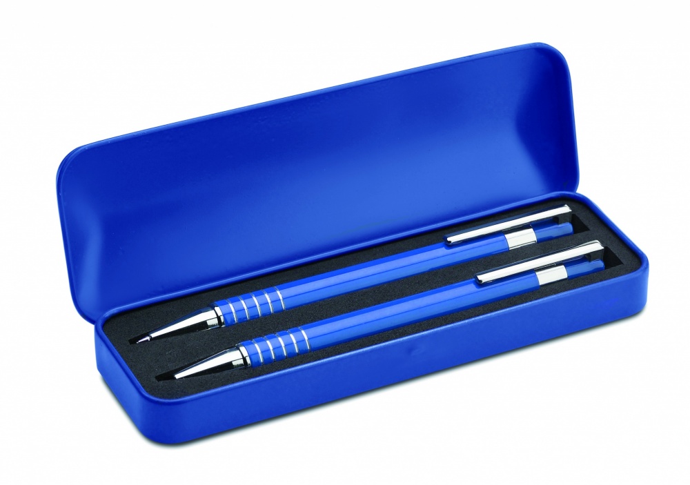 Logo trade promotional items picture of: Ball pen set in metal box