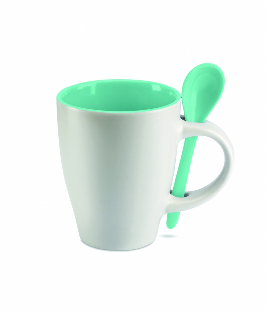 Logo trade promotional gifts picture of: Bicolour mug with spoon 250 ml