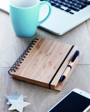 Logo trade promotional merchandise picture of: Bamboo notebook with pen lined BAMBLOC