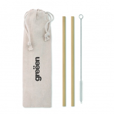 Logo trade promotional item photo of: Bamboo Straw w/brush in pouch
