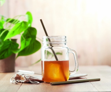 Logo trade promotional merchandise picture of: Bamboo Straw w/brush in pouch