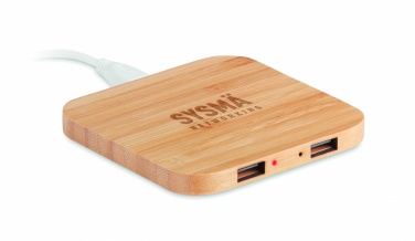 Logo trade corporate gift photo of: Bamboo wireless charge pad 5W