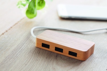 Logo trade promotional giveaways image of: Bamboo USB 3 ports hub
