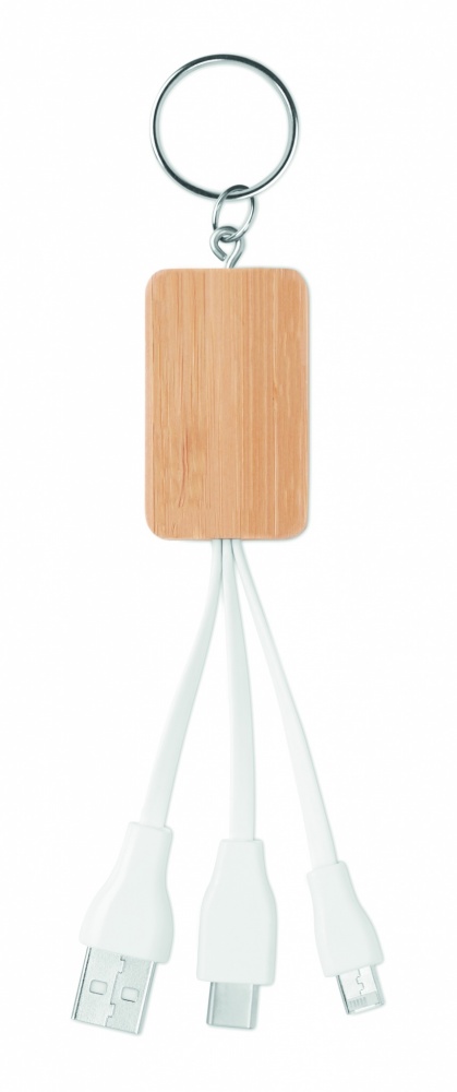 Logo trade promotional items image of: Bamboo 3-in-1 cable