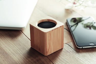 Logo trade promotional giveaways image of: Bamboo wireless speaker