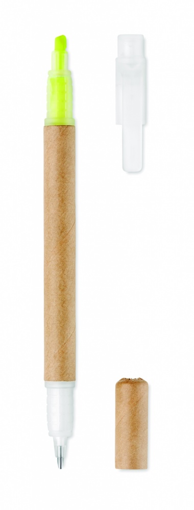 Logotrade promotional item image of: 2 in 1 carton pen highlighter