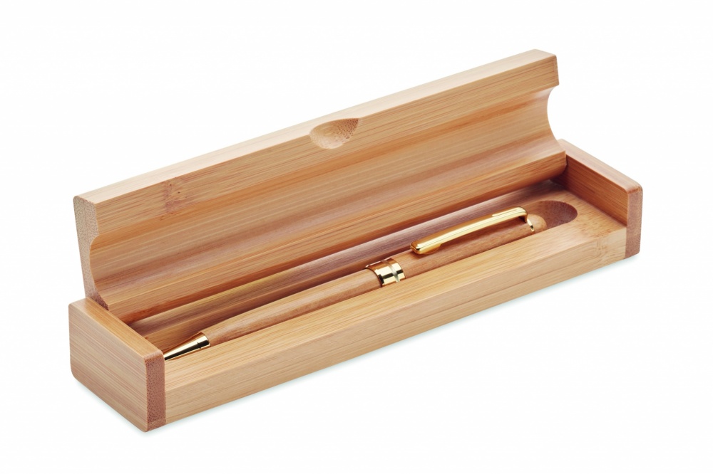 Logo trade promotional items picture of: Bamboo twist-action ballpoint pen in a box