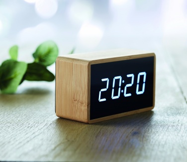 Logotrade promotional item image of: LED alarm clock bamboo casing Düsseldorf