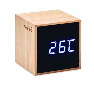 Logo trade promotional items image of: LED alarm clock bamboo casing Dortmund
