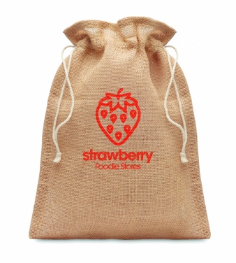 Logo trade promotional giveaways image of: Small jute gift bag 14 x 22 cm