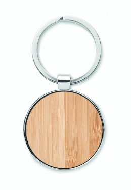 Logo trade promotional gifts image of: Round key ring metal bamboo Dobele