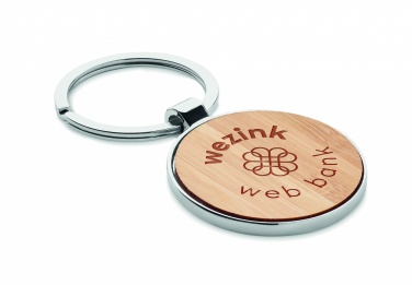 Logotrade advertising products photo of: Round key ring metal bamboo Dobele
