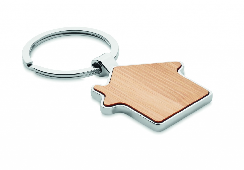 Logo trade promotional products picture of: House key ring metal bamboo NORDIC