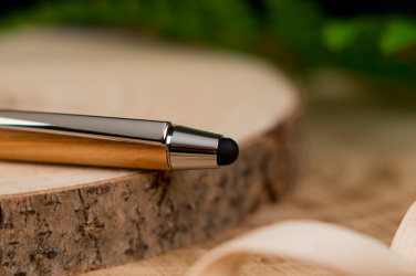 Logo trade promotional giveaways picture of: Wooden ballpen with touch function ERFURT