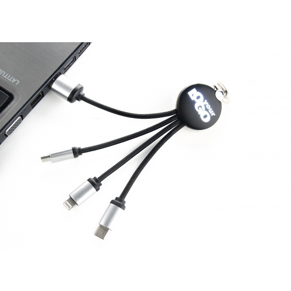 Logotrade promotional gifts photo of: 3in1 cable with enlighted logo for engraving, RXD-368