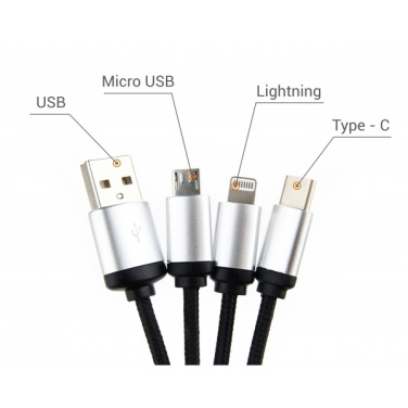 Logotrade promotional product image of: 3in1 cable with enlighted logo for engraving, RXD-368